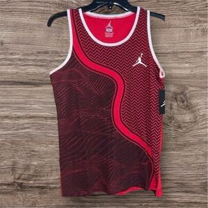 Jordan Red Athletic Tank Top with Swirl Design